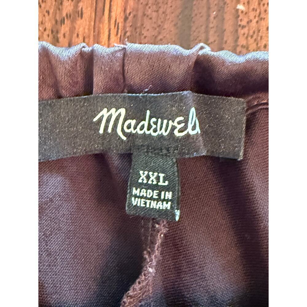 Madewell Pintuck Pull On Satin Pants Drawstring Dark Carob Brown SZ XXL EUC - Picture 4 of 9